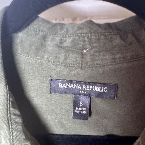 Banana Republic Olive Green Long Sleeve Shirt Dress - Picture 2 of 6